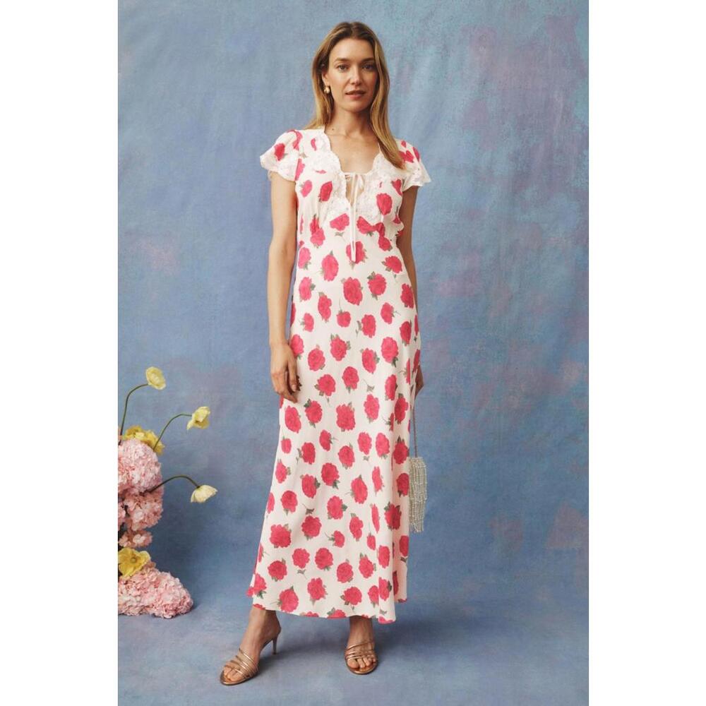 Rixo x RTR Amari Midi Pink Dress Size XS with fabric stains